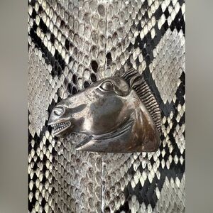 BARRY KIESELSTEIN-CORD 90’s leather belt with silver horsehead snakeskin pouch